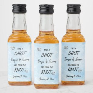 Take A Shot Tying The Knot Personalized Winter  Liquor Bottle Label