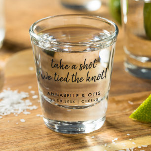 Take a Shot we tied the Knot   Fun Wedding Favour Glass