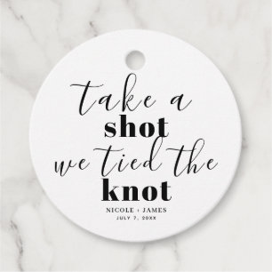 Take a Shot we Tied the Knot Modern Wedding Favour Tags