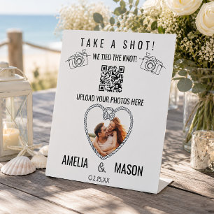 Take a Shot We Tied the Knot QR code Photo Sign