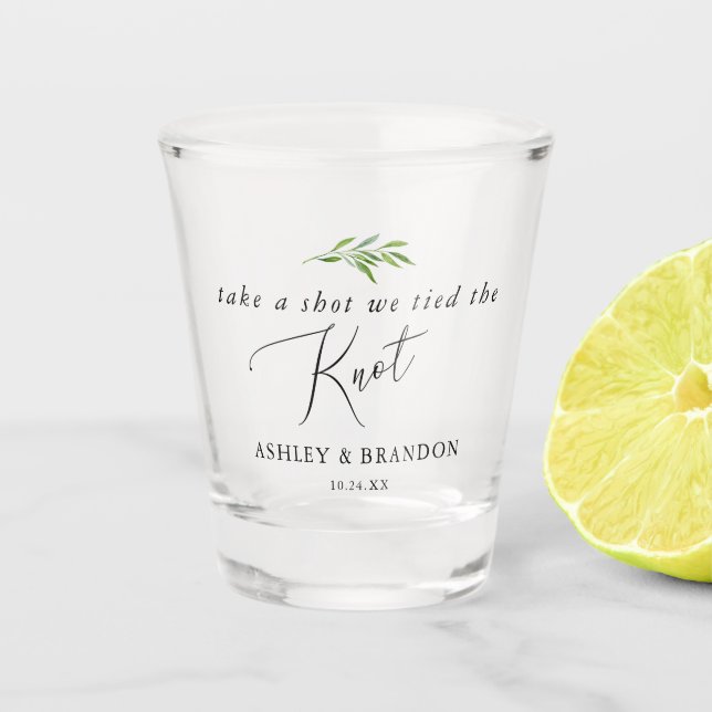 Take A Shot We Tied The Knot Wedding Favour Shot Glass (Front)