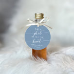 Take a Shot, We Tied the Knot Wedding Favour Tags<br><div class="desc">Get the party started with these cute favour tags designed to attach to shot glasses or mini liquor bottles. Design features "take a shot, we tied the knot" in classic serif and calligraphy script lettering on a dusty blue background. Personalize with your initials and wedding date beneath. Perfect for wedding...</div>