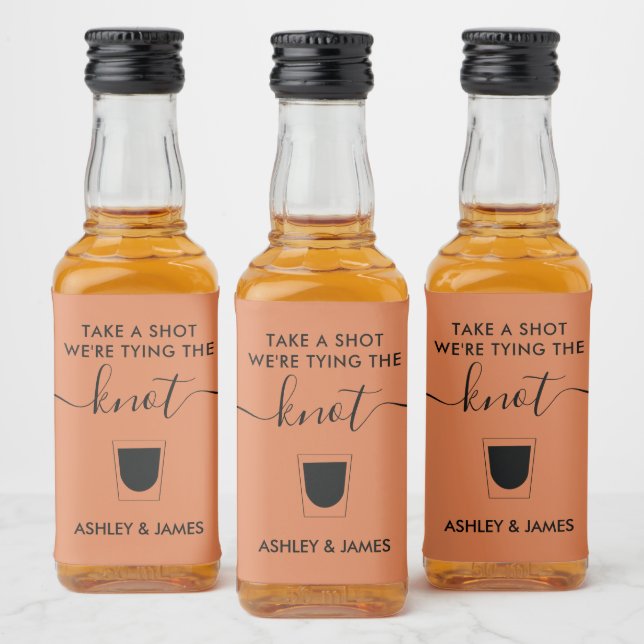 Take a Shot We're Tying the Knot Wedding Glass Liquor Bottle Label (Bottles)