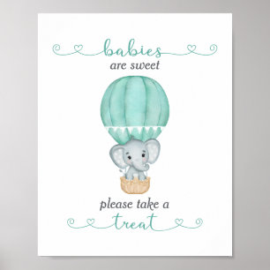 Take a Treat Green Elephant Baby Shower Poster