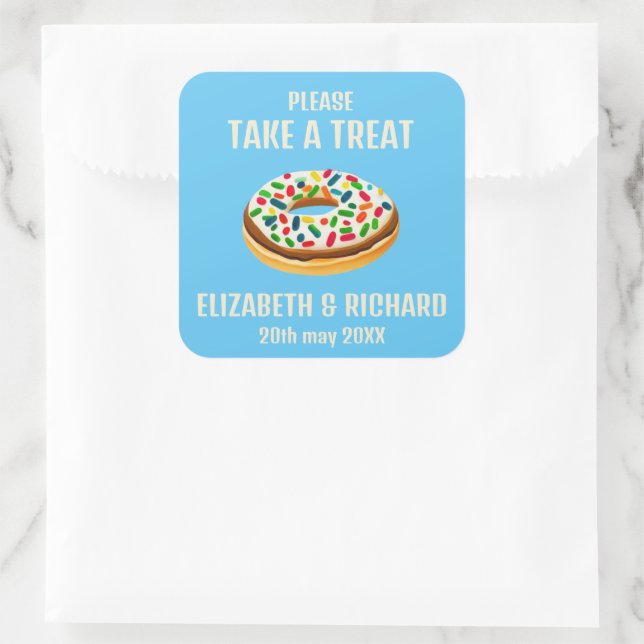 Take a treat square sticker (Bag)