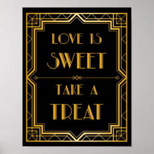 Take A Treat Wedding Sign   Gatsby Art Deco