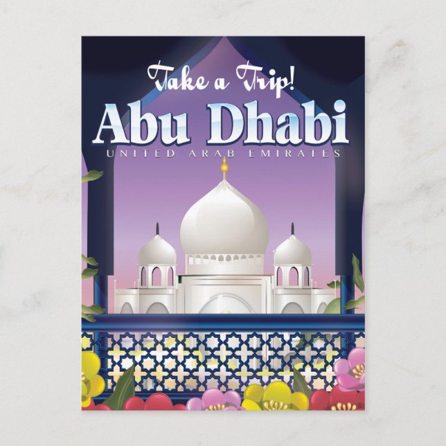 Take a Trip Abu Dhabi Vintage travel poster Postcard (Front)