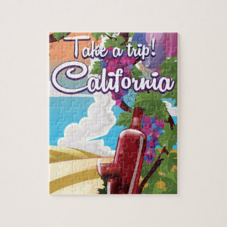 Take a Trip! California vintage wine travel poster Jigsaw Puzzle