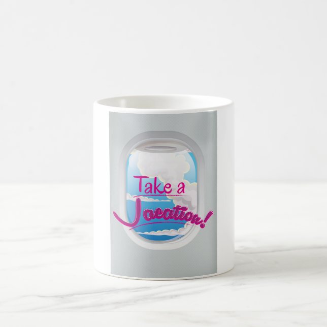 Take a Vacation airline window poster Coffee Mug (Center)