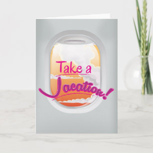 Take a Vacation airline window poster Holiday Card