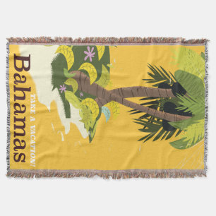 Take a Vacation Bahamas vintage travel poster Throw Blanket