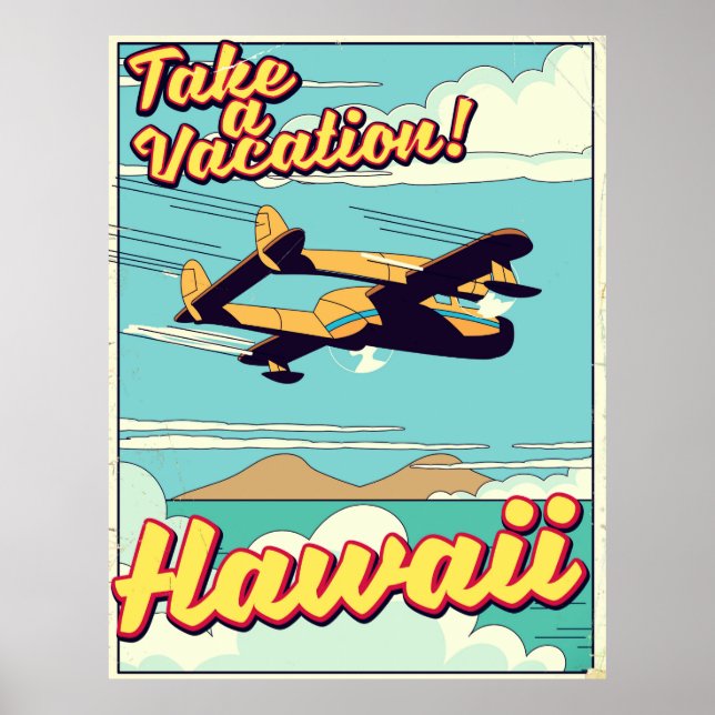 Take a vacation! Hawaii travel cartoon Poster (Front)