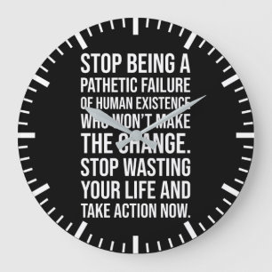 Take Action Now - Gym, Hustle, Success, Motivation Large Clock