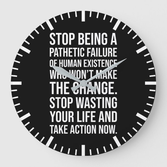 Take Action Now - Gym, Hustle, Success, Motivation Large Clock (Front)
