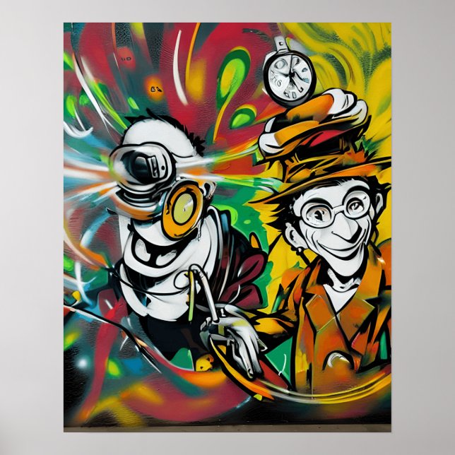 Take Action with Cute and Cool Graffiti Street Art Poster (Front)