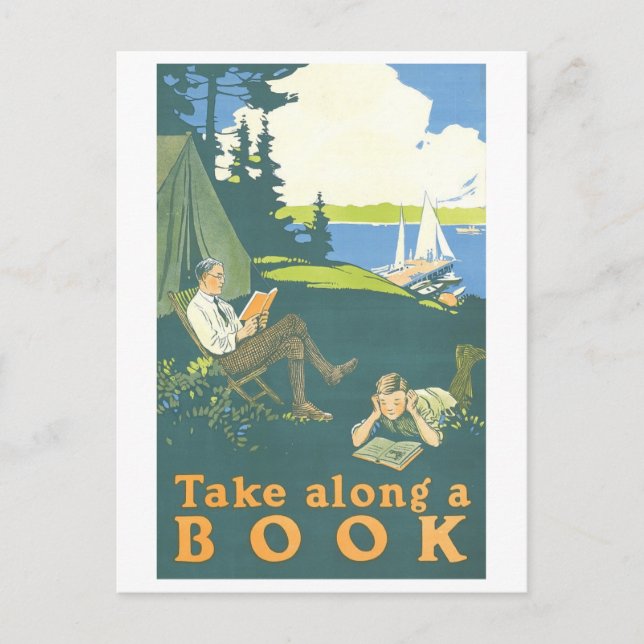 "Take Along a Book" Vintage Library Poster  Postcard (Front)