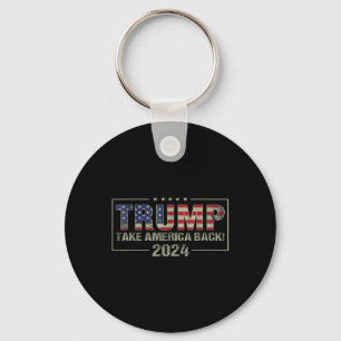 Take America Back American Flag Trump 2024 Men Keychain