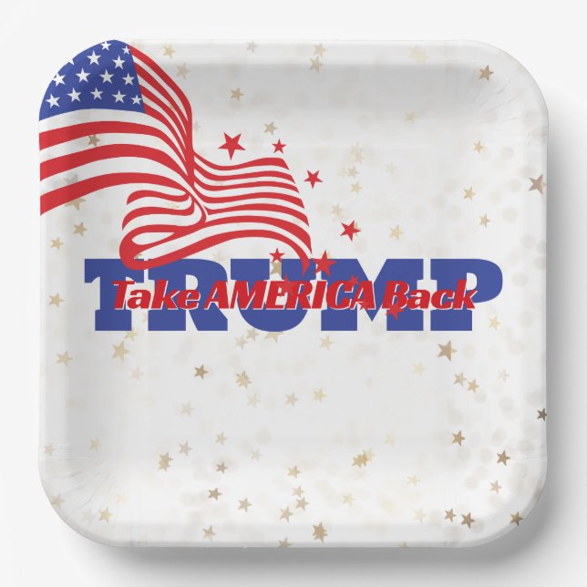 TAKE AMERICA BACK Trump Slogan Paper Plate (Front)