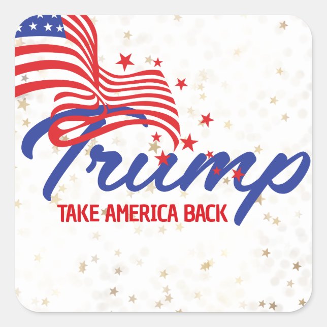 TAKE AMERICA BACK Trump Text Square Sticker (Front)
