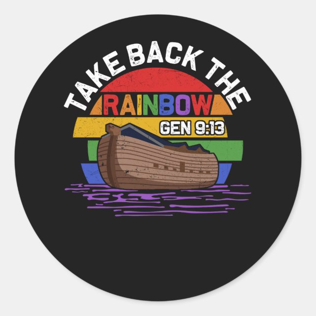 Take Back The Rainbow Pride In God Covenant Promis Classic Round Sticker (Front)