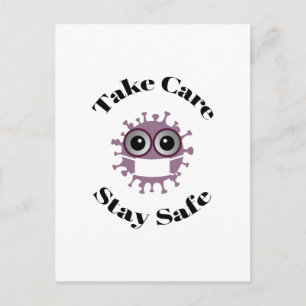Take Care Stay Safe Masked Corona Virus Postcard