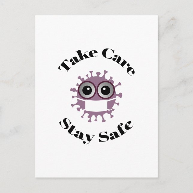 Take Care Stay Safe Masked Corona Virus Postcard (Front)
