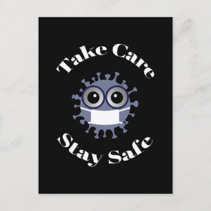 Take Care Stay Safe Masked Corona Virus Postcard