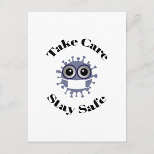 Take Care Stay Safe Masked Corona Virus Postcard