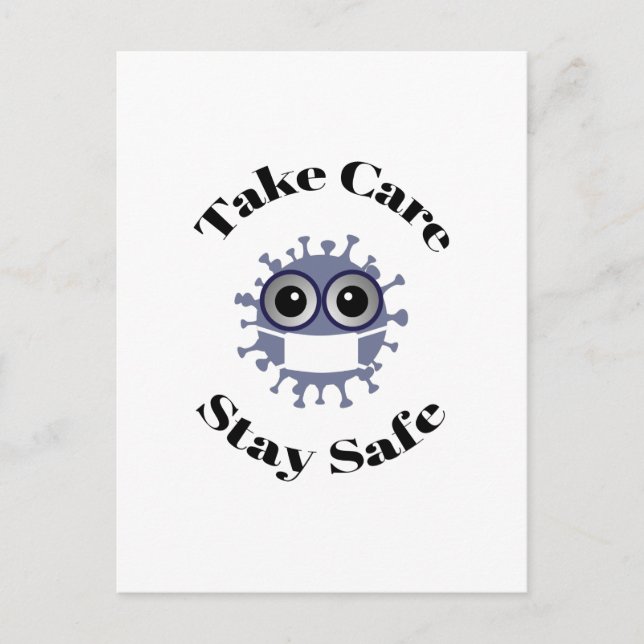 Take Care Stay Safe Masked Corona Virus Postcard (Front)