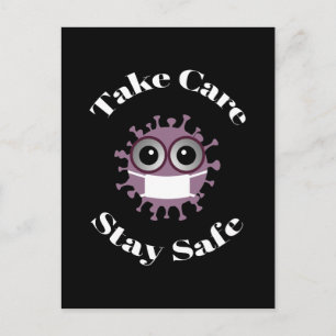 Take Care Stay Safe Masked Corona Virus Postcard