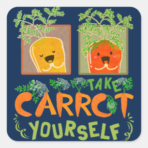 Take Carrot Yourself   Carrot Pun Square Sticker