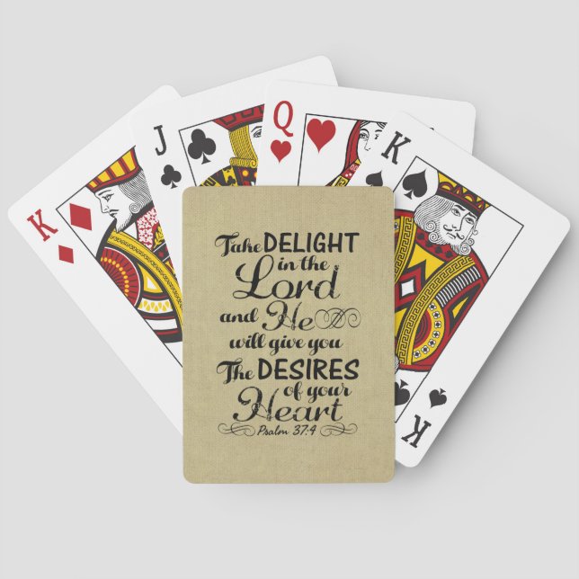 Take Delight in the Lord Psalm 37 4 Bible Verse Playing Cards (Back)