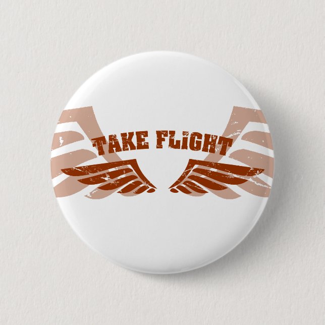 Take Flight Aviation Wings 2 Inch Round Button (Front)