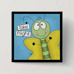 Take Flight Butterfly 2 Inch Square Button