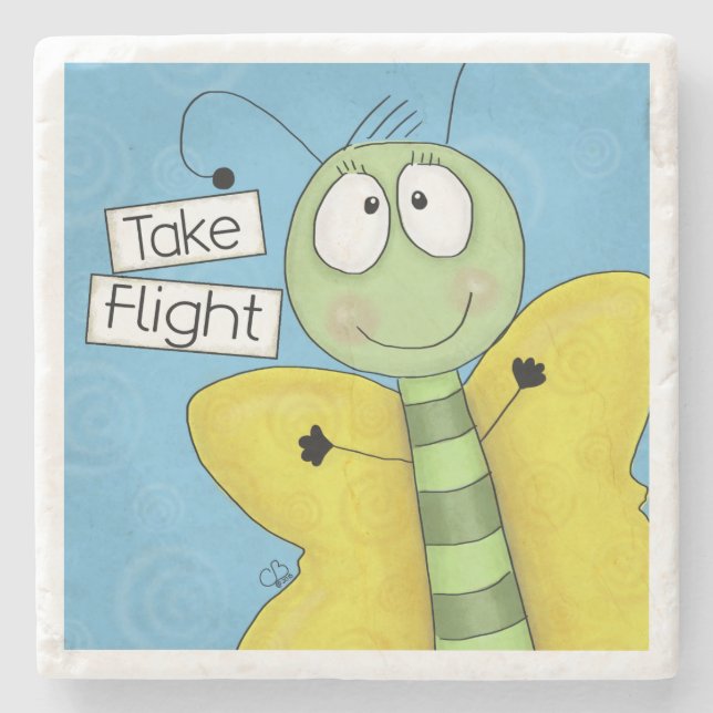 Take Flight Butterfly Stone Coaster (Front)