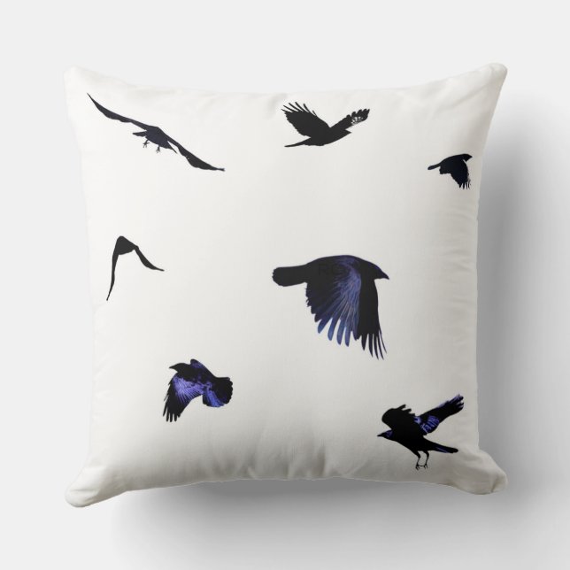 Take Flight Crow Throw Pillow (Back)