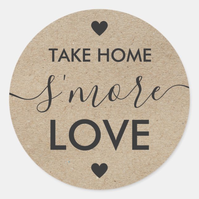 Take Home S'more Love Kraft Paper Label Stickers (Front)