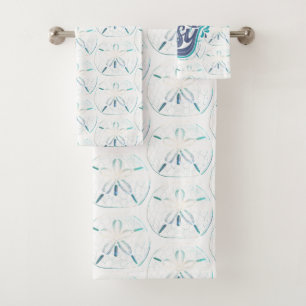 Take it Easy Beach Watercolor Sand Dollar  Bath Towel Set