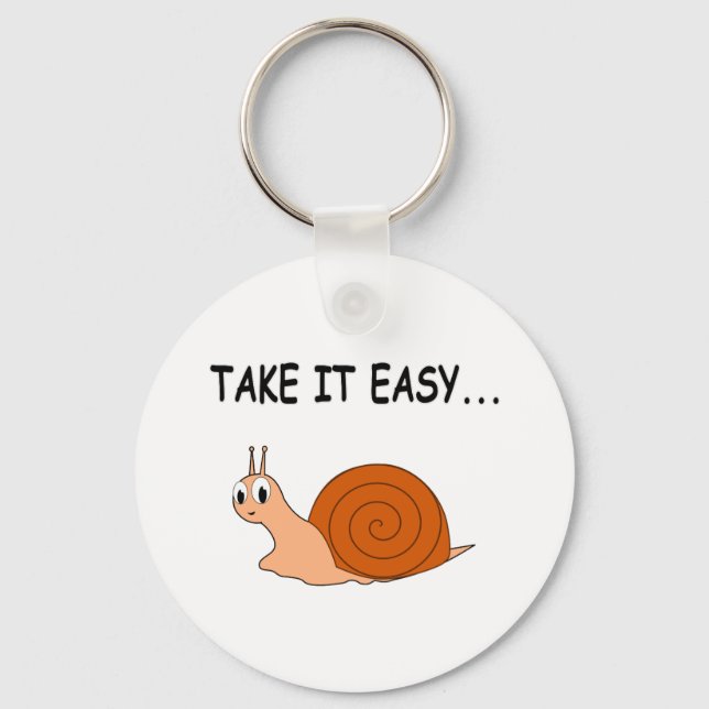 Take It Easy Cute Cartoon Snail Keychain (Front)