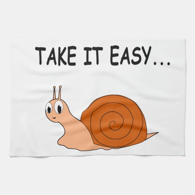 Take It Easy Cute Cartoon Snail Kitchen Towel (Horizontal)