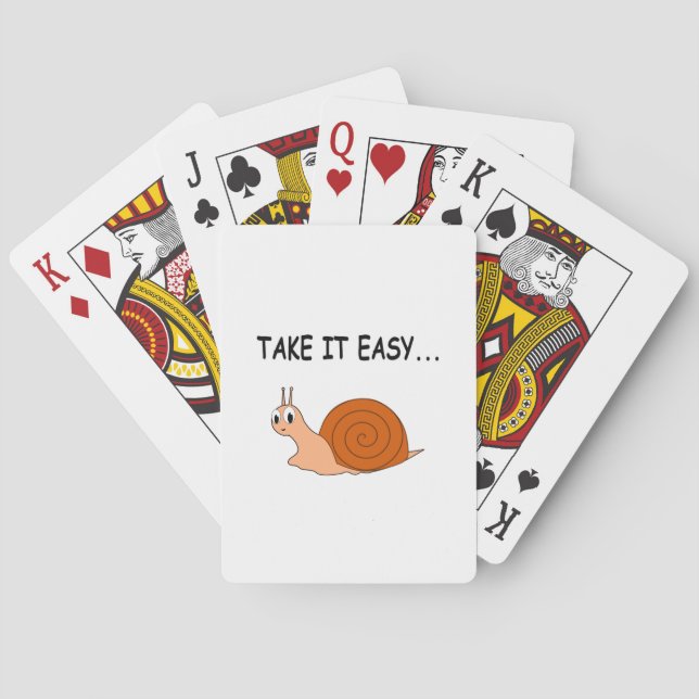 Take It Easy Cute Cartoon Snail Playing Cards (Back)