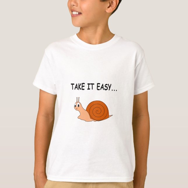 Take It Easy Cute Cartoon Snail T-Shirt (Front)