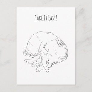 Take It Easy Sleeping Cat Personalized Postcard