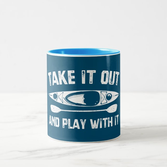 Take It Out And Play With It Kayak Two-Tone Coffee Mug (Center)