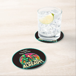 Take Me Already! UFO Adventures Round Paper Coaster