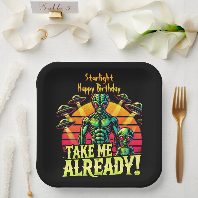 Take Me Already Vivid Cosmic Encounters Start Here Paper Plate (Wedding)