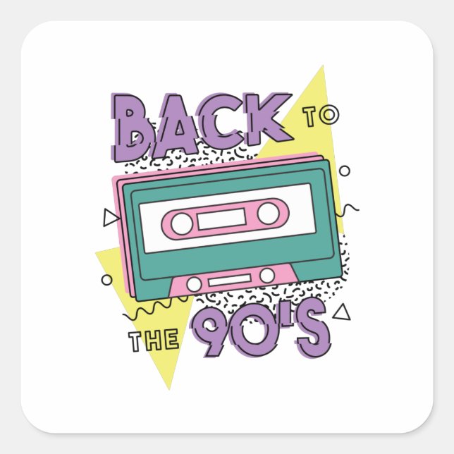 Take Me Back To The Nineties Cassette Square Sticker (Front)