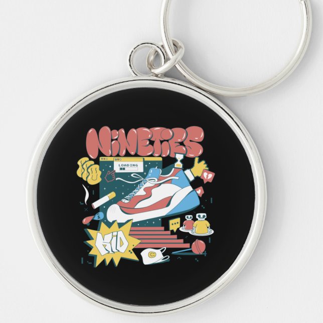 Take Me Back To The Nineties - Retro 90s Elements Keychain (Front)