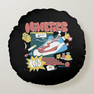 Take Me Back To The Nineties - Retro 90s Elements Round Pillow