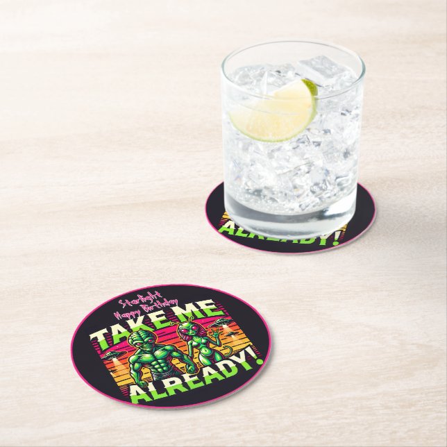 Take Me Beyond the Stars! Round Paper Coaster (Insitu)